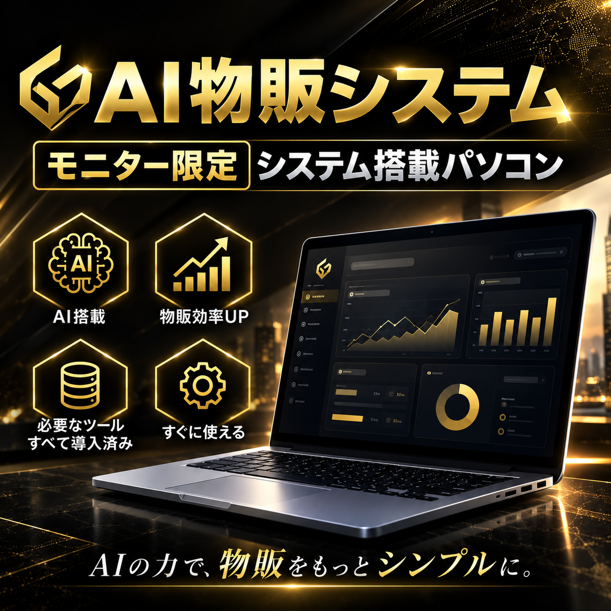 AI 物販システム モニター限定 システム搭載パソコン